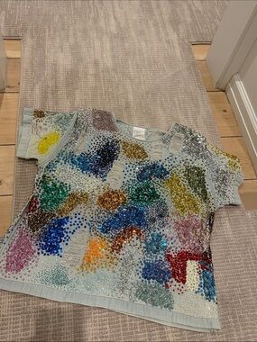 Ashish oversized Multicolor Sequin Short-Sleeve denim Tee